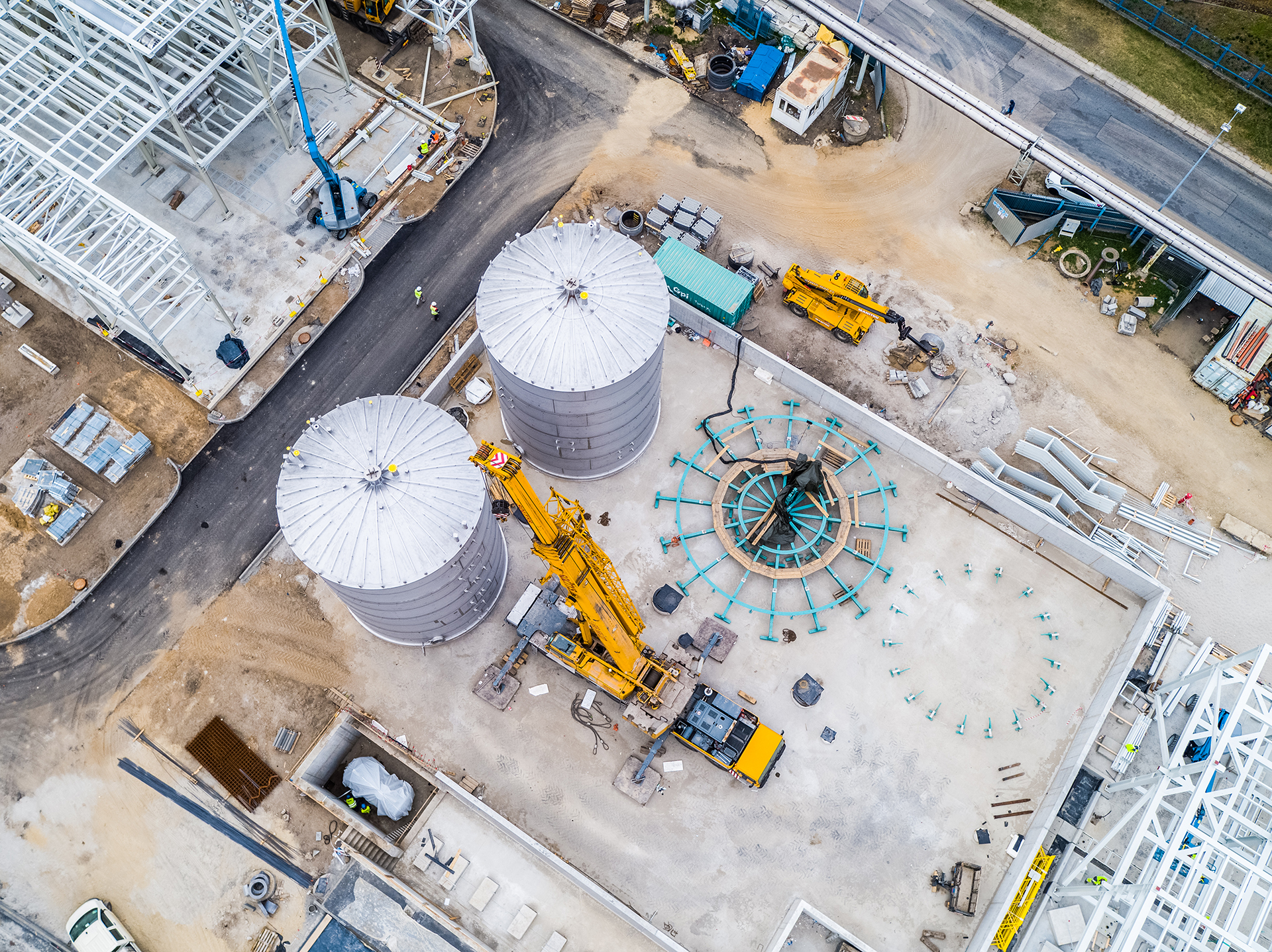 Stainless steel tanks on site